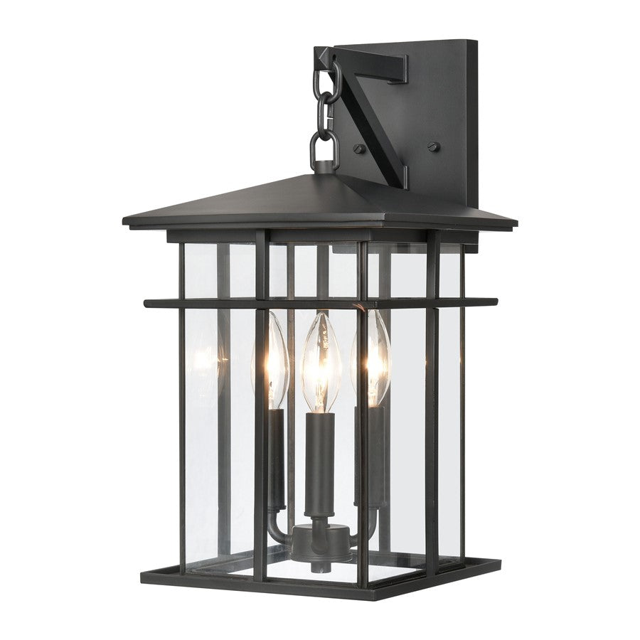 Atlas Lighting Oak Park 17'' High 3Lt Outdoor Sconce, Black/Clear - OL11191-BK