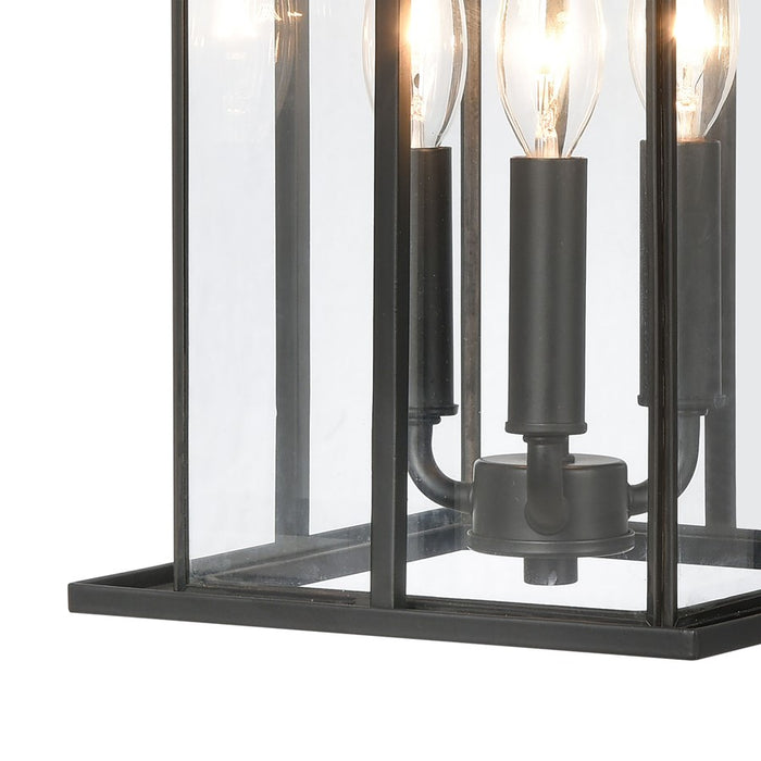 Atlas Lighting Oak Park 17'' High 3Lt Outdoor Sconce, Black/Clear