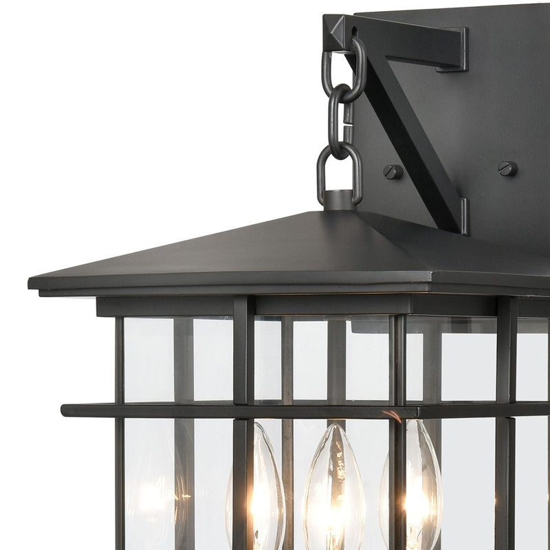 Atlas Lighting Oak Park 17in 3-Light Outdoor Sconce | Transitional Matte Black and Clear Glass | Entryway & Porch | 9 x 10 x 17 in | Model OL11191-BK