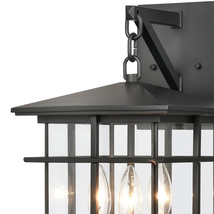 Atlas Lighting Oak Park 17'' High 3Lt Outdoor Sconce, Black/Clear