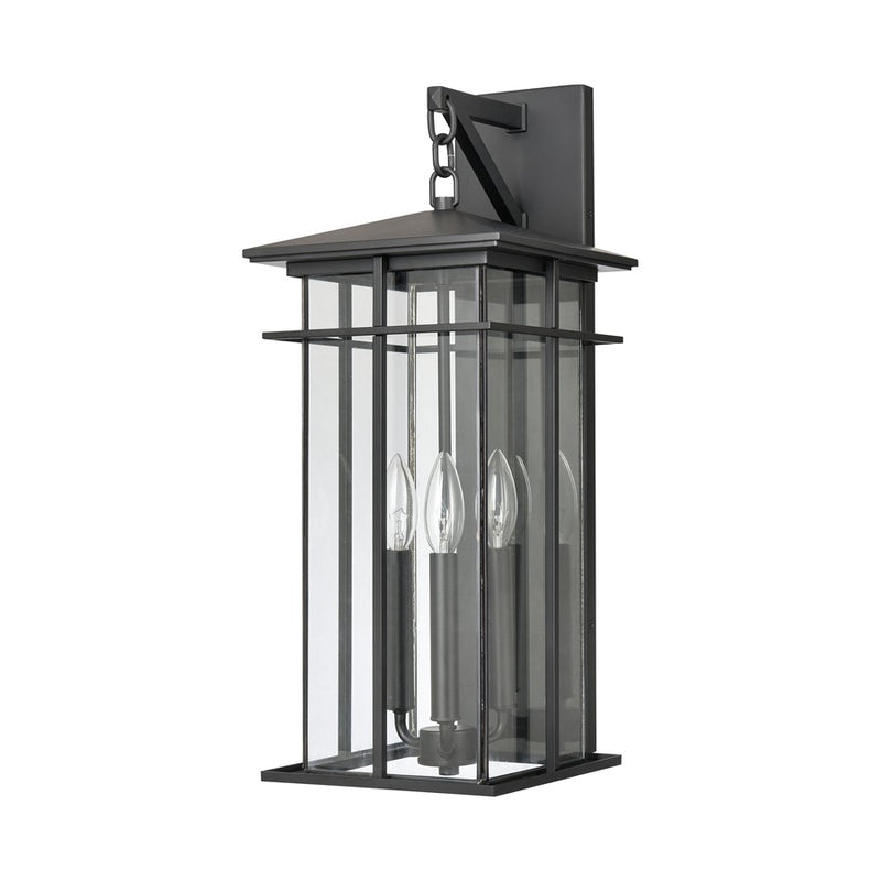 Atlas Lighting Oak Park 22in 3-Light Outdoor Sconce | Transitional Matte Black and Clear Glass | Entryway & Porch | 9 x 10 x 22 in | Model OL11193-BK