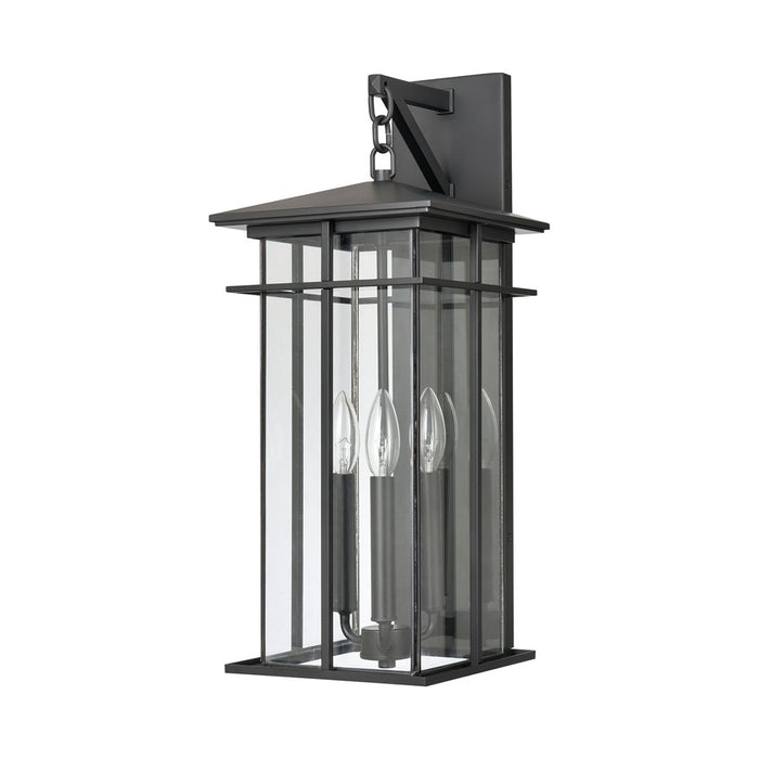 Atlas Lighting Oak Park 22'' High 3Lt Outdoor Sconce, Black/Clear