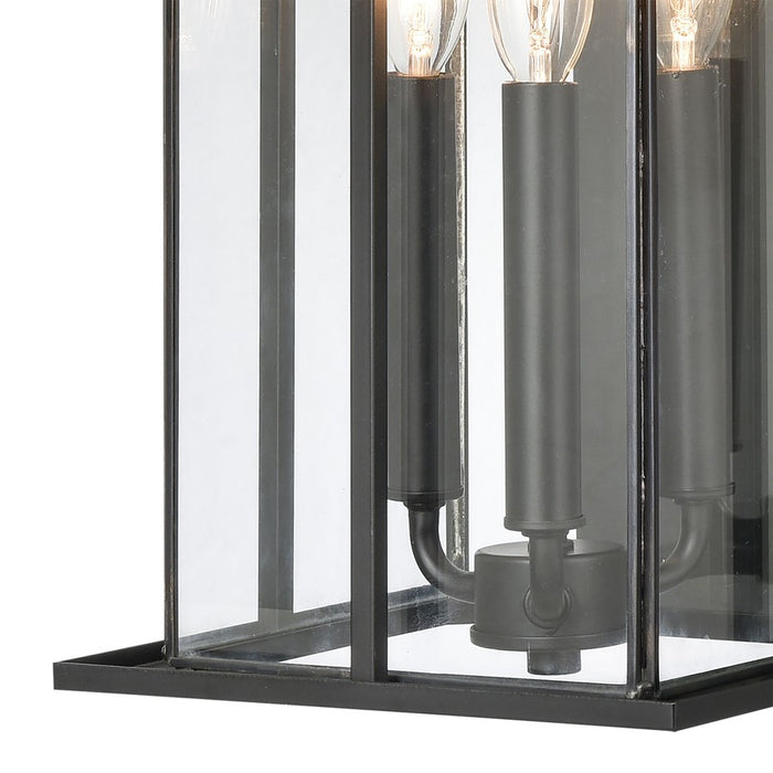Atlas Lighting Oak Park 22'' High 3Lt Outdoor Sconce, Black/Clear