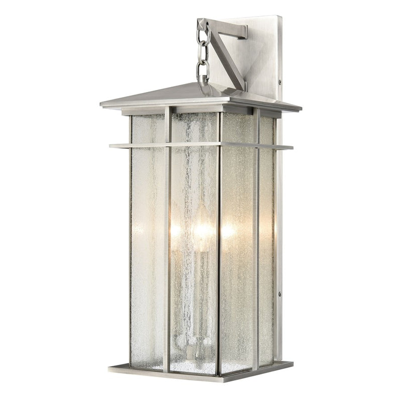 Atlas Lighting Oak Park 22in 3-Light Outdoor Sconce | Transitional Antique Brushed Aluminum and Clear Seeded Glass | Porch | Model OL11193-SV
