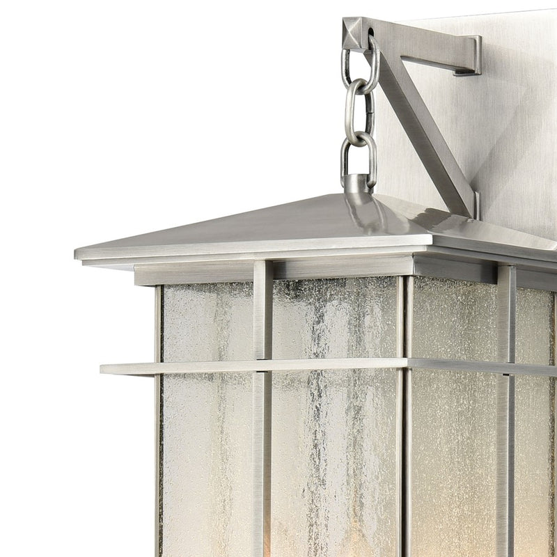 Atlas Lighting Oak Park 22in 3-Light Outdoor Sconce | Transitional Antique Brushed Aluminum and Clear Seeded Glass | Porch | Model OL11193-SV