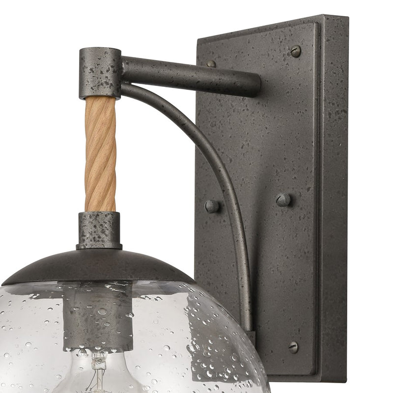 Atlas Lighting Orlando 13.5in 1-Light Outdoor Sconce | Transitional Iron and Clear Seeded Glass | Porch & Entryway | Model OL11198-BK