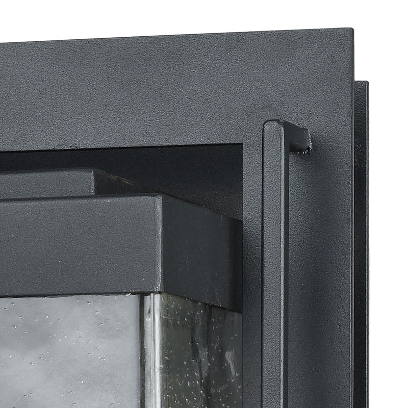 Atlas Lighting Overton 12in 1-Light Outdoor Sconce | Arts & Crafts Matte Black and Clear Seeded Glass | Porch & Entryway | Model OL11200-BK
