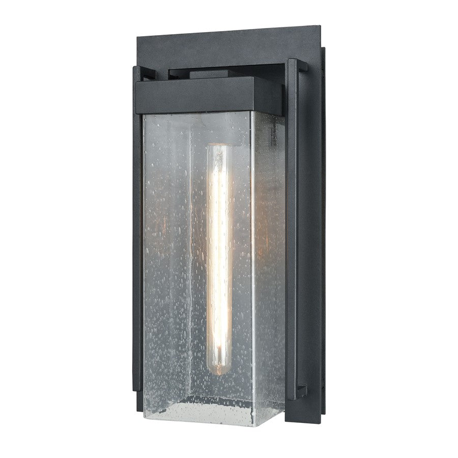 Atlas Lighting Overton 17'' High 1Lt Outdoor Sconce, Black/Clear