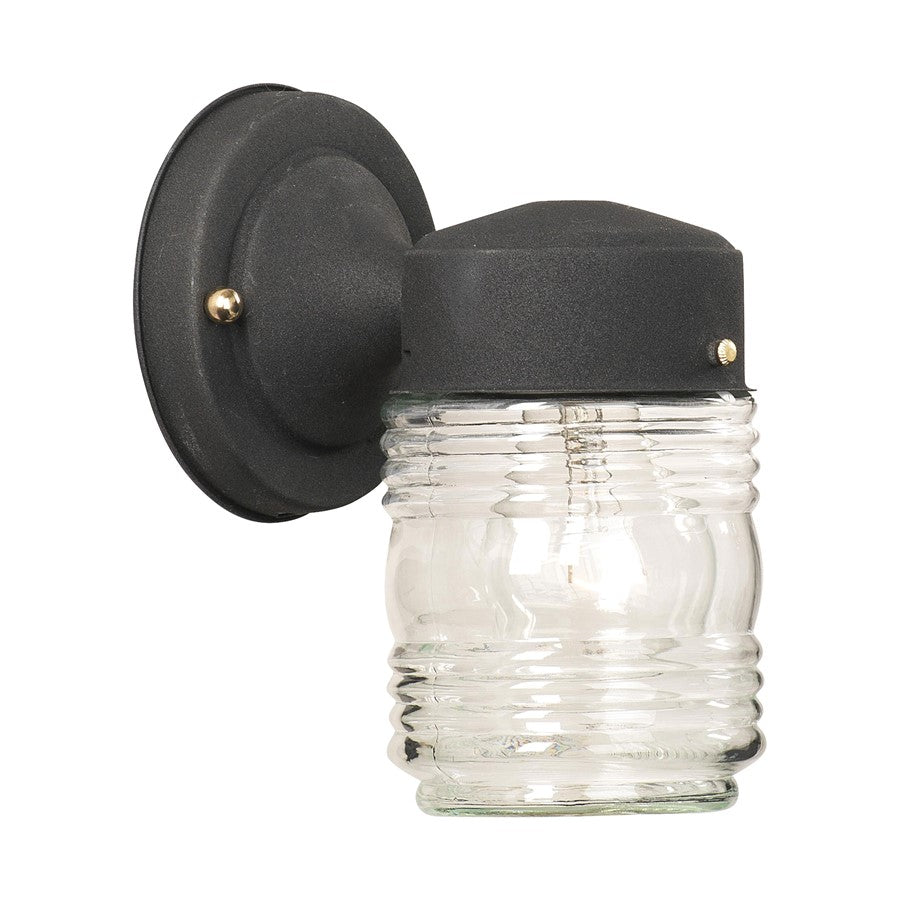 Atlas Lighting Puck 7.75'' High 1Lt Outdoor Sconce, Black/Clear