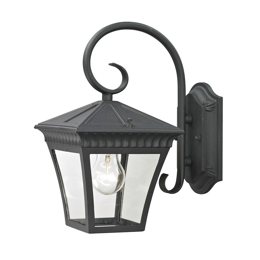 Atlas Lighting Ridgewood 12'' High 1Lt Outdoor Sconce, Black/Clear