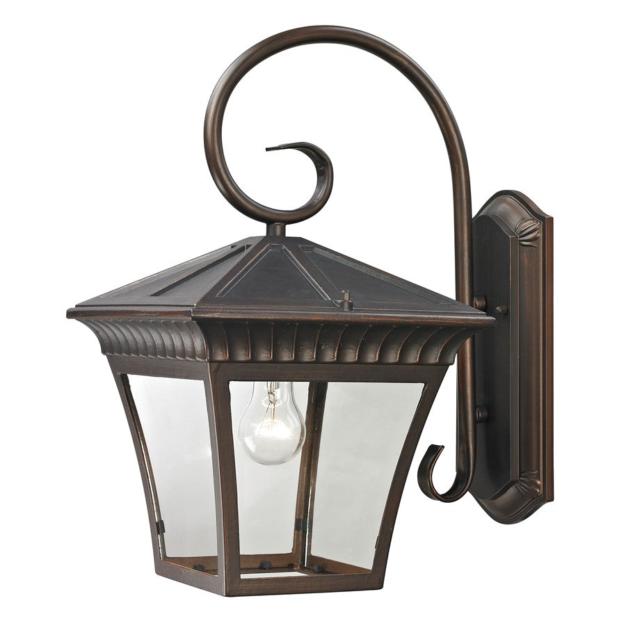 Atlas Lighting Ridgewood 18'' High 1Lt Outdoor Sconce, Bronze/Clear