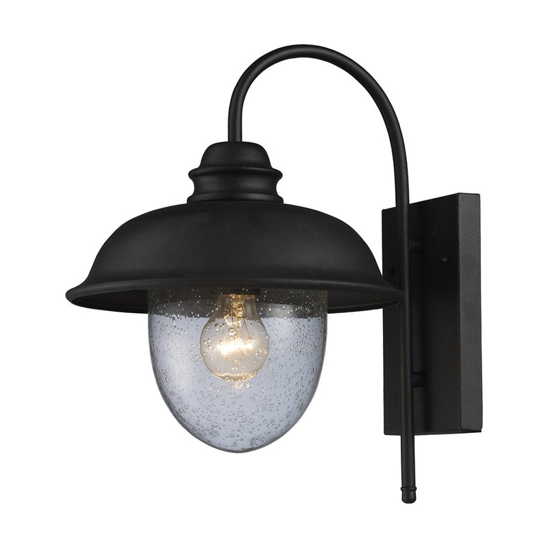 Atlas Lighting Streetside Cafe 15in 1-Light Outdoor Sconce | Traditional Matte Black and Clear Glass | Entryway & Covered Patio | Model OL11221-BK