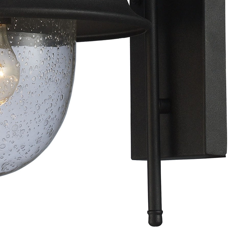 Atlas Lighting Streetside Cafe 15in 1-Light Outdoor Sconce | Traditional Matte Black and Clear Glass | Entryway & Covered Patio | Model OL11221-BK