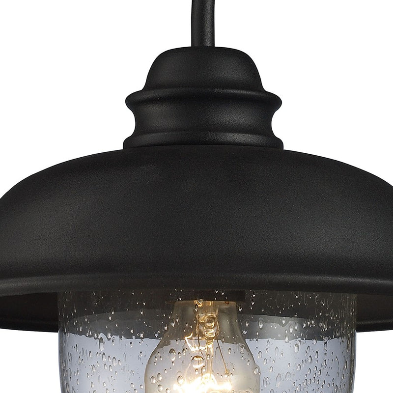 Atlas Lighting Streetside Cafe 15in 1-Light Outdoor Sconce | Traditional Matte Black and Clear Glass | Entryway & Covered Patio | Model OL11221-BK
