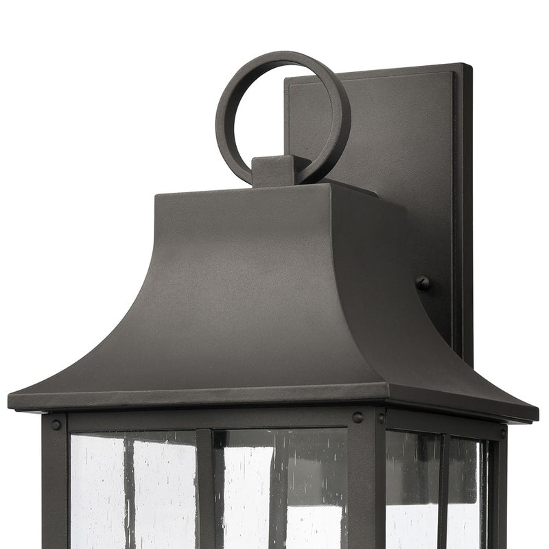 Atlas Lighting Triumph 21in 2-Light Outdoor Wall Sconce | Traditional Textured Black and Clear Seeded Glass | Porch & Entryway | Model OL11230-BK