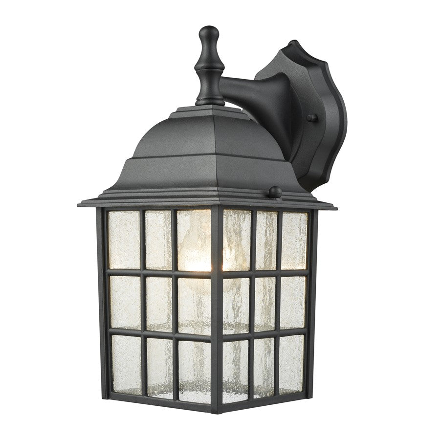Atlas Lighting Whitby 12''H 1Lt Outdoor Sconce, Satin Black/Clear