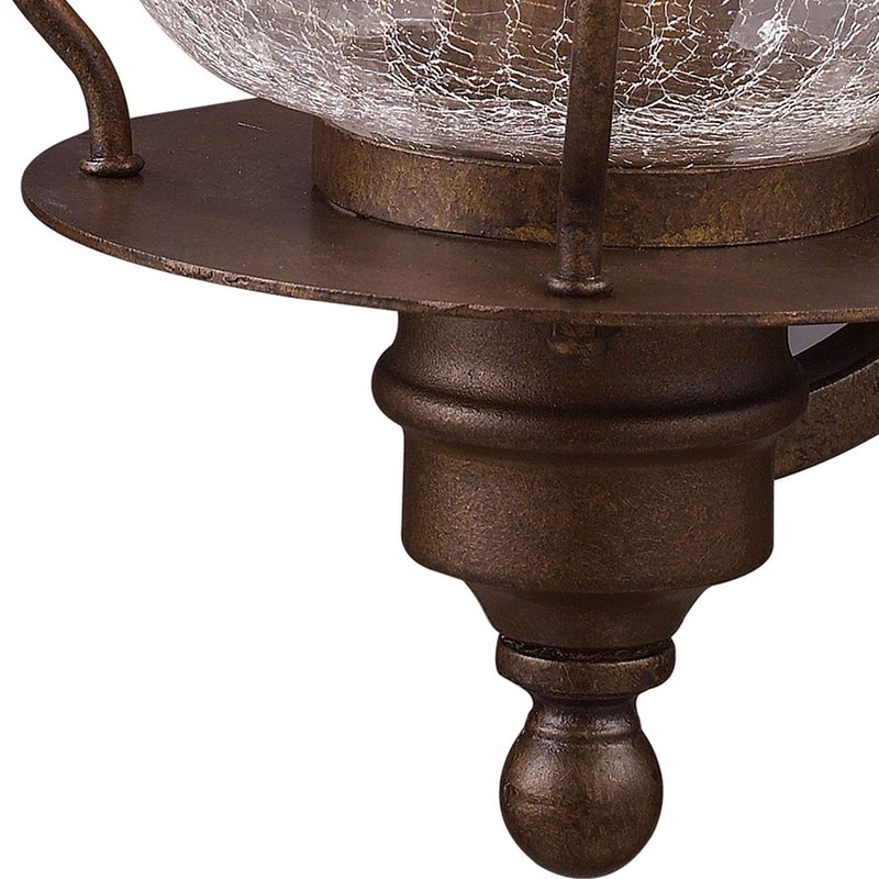 Atlas Lighting Wikshire 15in 1-Light Outdoor Sconce | Traditional Coffee Bronze and Clear Crackle Glass | Entryway & Porch | 60W | Model OL11241-BZ