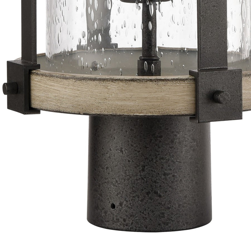 Atlas Lighting Annenberg 19in 1-Light Outdoor Post Light | Farmhouse Anvil Iron and Distressed Antique Graywood with Clear Seeded | Model OL11242-GY
