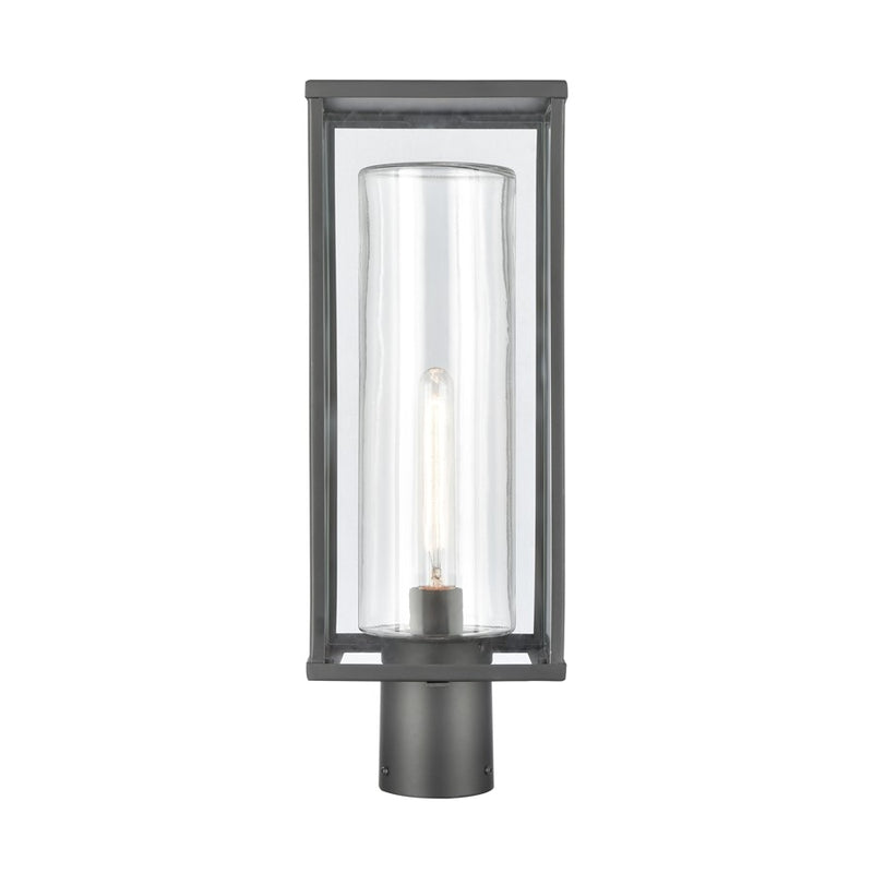 Atlas Lighting Augusta 19.75in 1-Light Outdoor Post Light | Transitional Matte Black and Clear Glass | Driveway & Garden | Model OL11245-BK