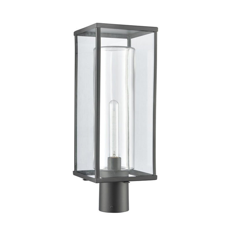 Atlas Lighting Augusta 19.75in 1-Light Outdoor Post Light | Transitional Matte Black and Clear Glass | Driveway & Garden | Model OL11245-BK