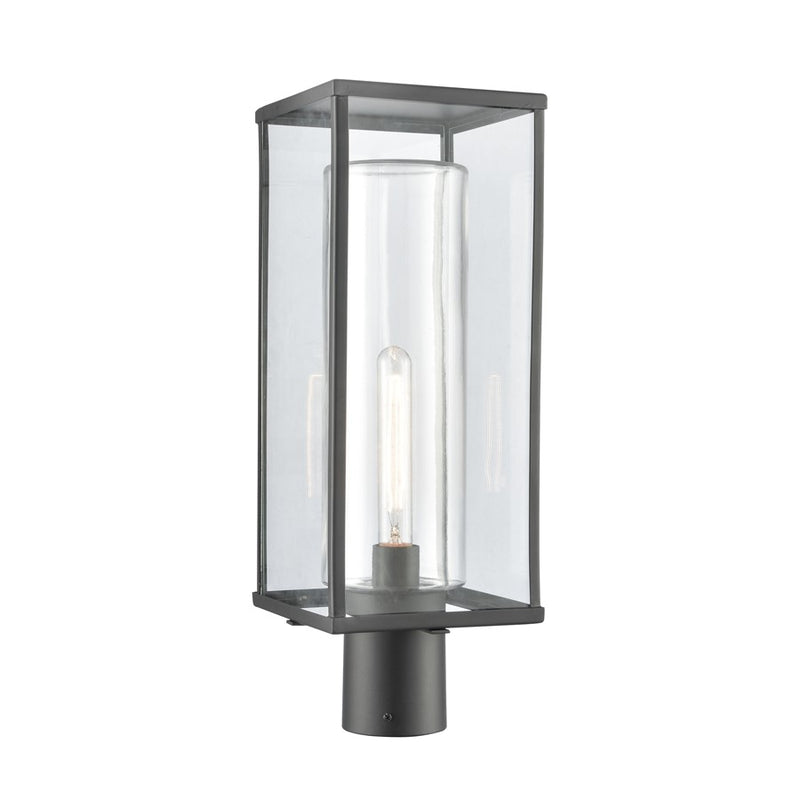 Atlas Lighting Augusta 19.75in 1-Light Outdoor Post Light | Transitional Matte Black and Clear Glass | Driveway & Garden | Model OL11245-BK