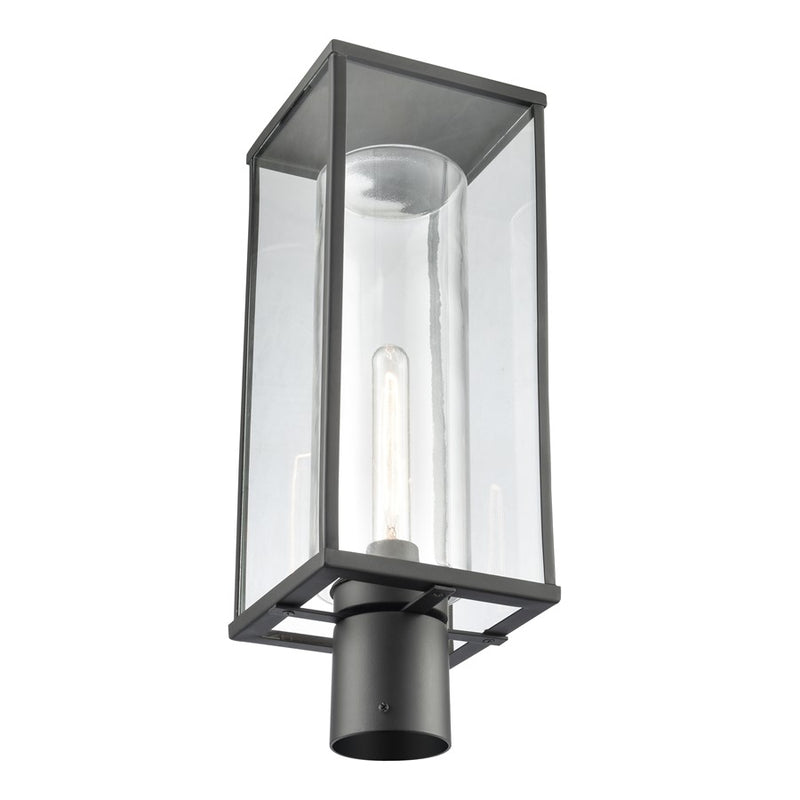 Atlas Lighting Augusta 19.75in 1-Light Outdoor Post Light | Transitional Matte Black and Clear Glass | Driveway & Garden | Model OL11245-BK
