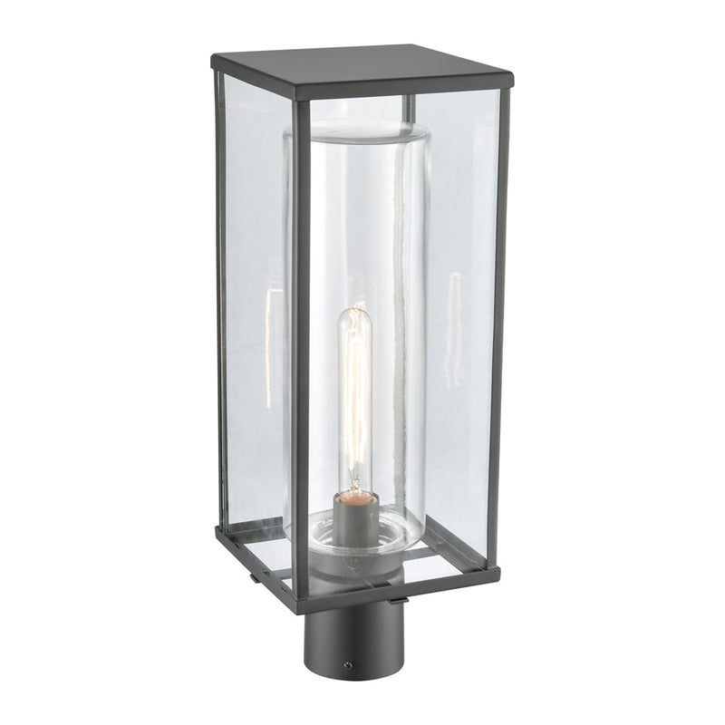 Atlas Lighting Augusta 19.75in 1-Light Outdoor Post Light | Transitional Matte Black and Clear Glass | Driveway & Garden | Model OL11245-BK