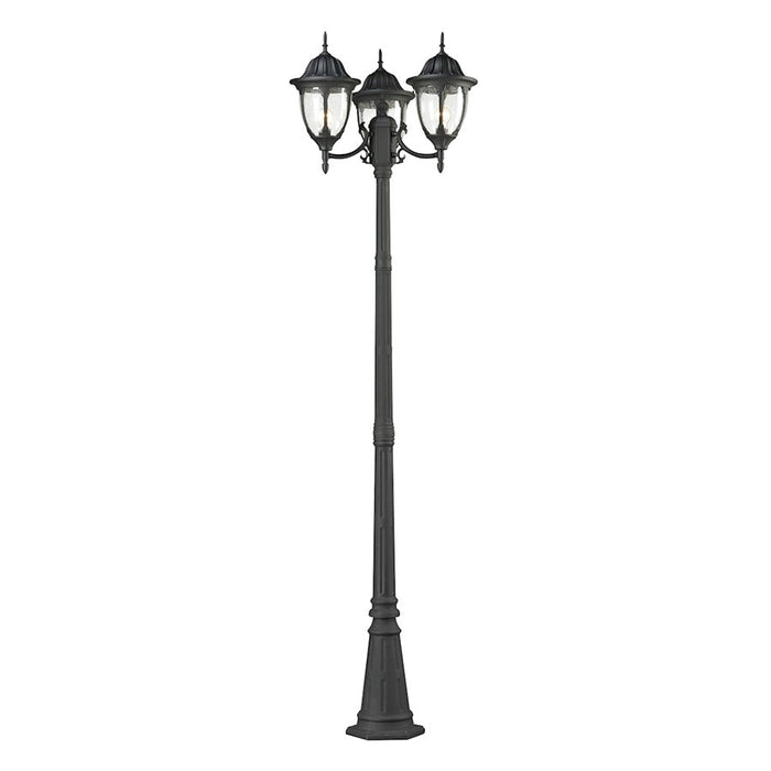 Atlas Lighting Central Square 91''H 3Lt Outdoor Post Light, Black