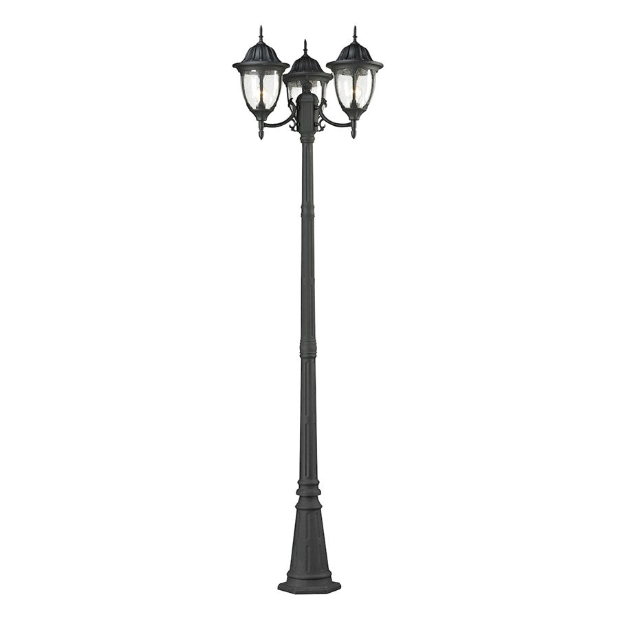 Atlas Lighting Central Square 91''H 3Lt Outdoor Post Light, Black