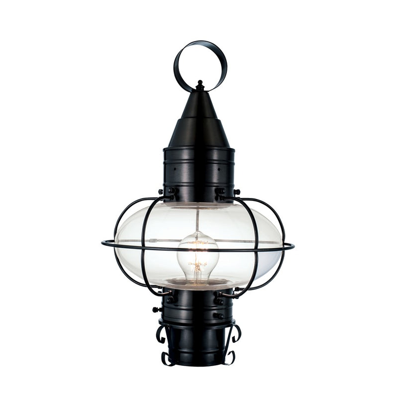 Atlas Lighting Classic Onion 17in 1-Light Outdoor Post Light | Traditional Black and Clear Glass | Entryway & Garden | Model OL11251-BK