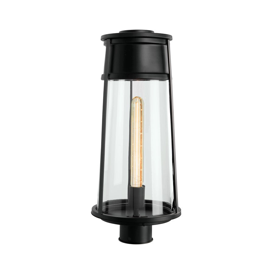 Atlas Lighting Cone 19.75''H 1Lt Outdoor Post Light, Black/Clear