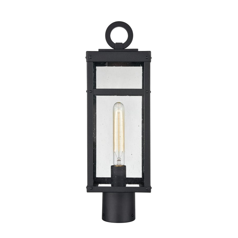 Atlas Lighting Dalton 6in 1-Light Post Light | Transitional Textured Black and Clear Seeded Glass | Driveway & Entryway | Model OL11256-BK