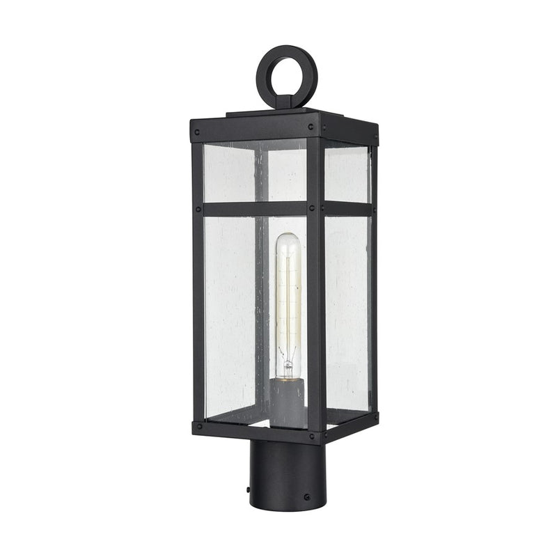 Atlas Lighting Dalton 6in 1-Light Post Light | Transitional Textured Black and Clear Seeded Glass | Driveway & Entryway | Model OL11256-BK