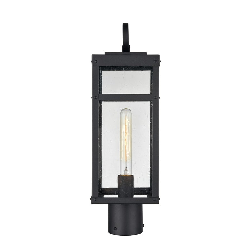 Atlas Lighting Dalton 6in 1-Light Post Light | Transitional Textured Black and Clear Seeded Glass | Driveway & Entryway | Model OL11256-BK