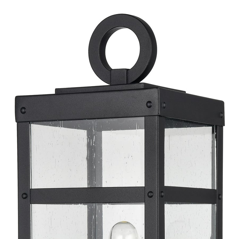 Atlas Lighting Dalton 6in 1-Light Post Light | Transitional Textured Black and Clear Seeded Glass | Driveway & Entryway | Model OL11256-BK