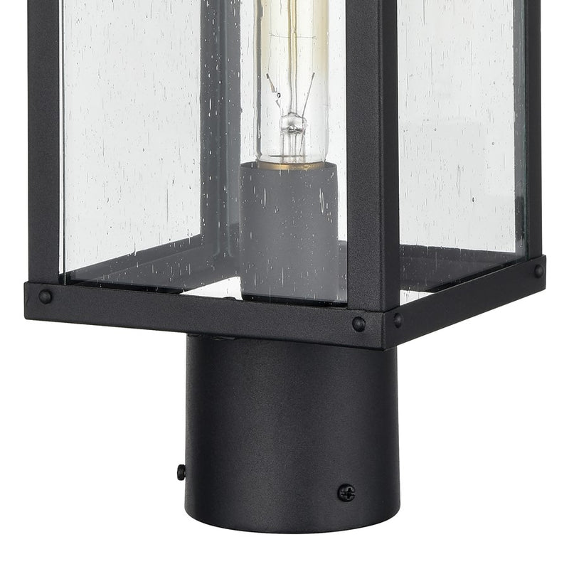Atlas Lighting Dalton 6in 1-Light Post Light | Transitional Textured Black and Clear Seeded Glass | Driveway & Entryway | Model OL11256-BK