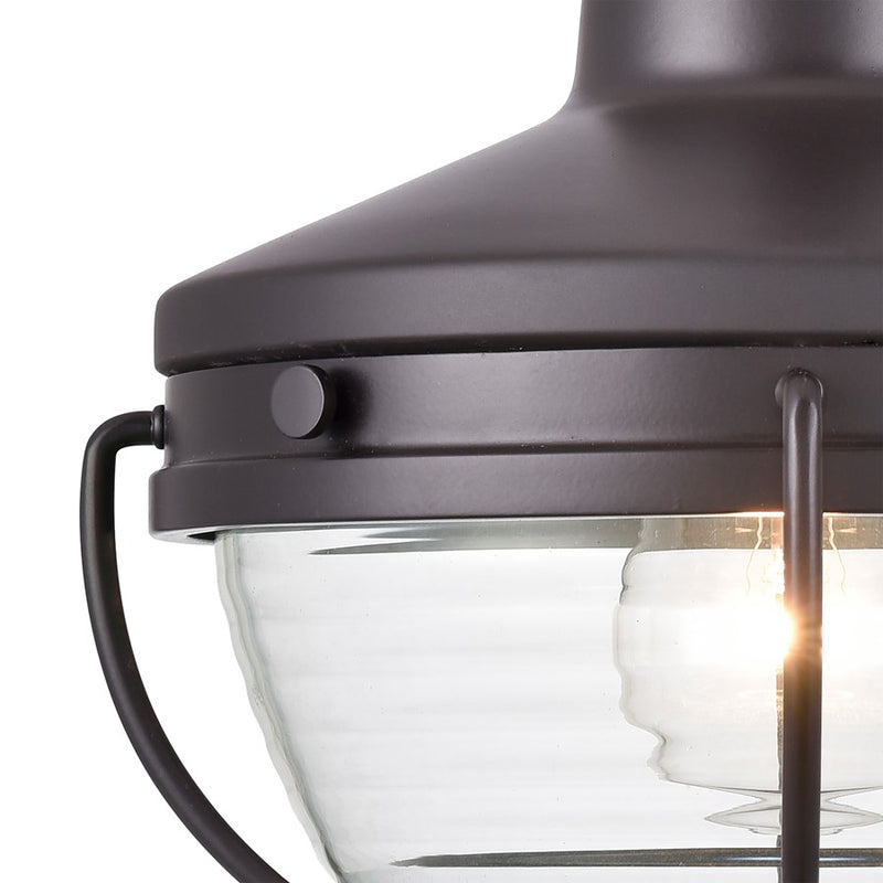 Atlas Lighting Eastport 13in 1-Light Post Light | Nautical Oil Rubbed Bronze and Clear Ribbed Glass | Driveway & Garden | Model OL11257-BZ