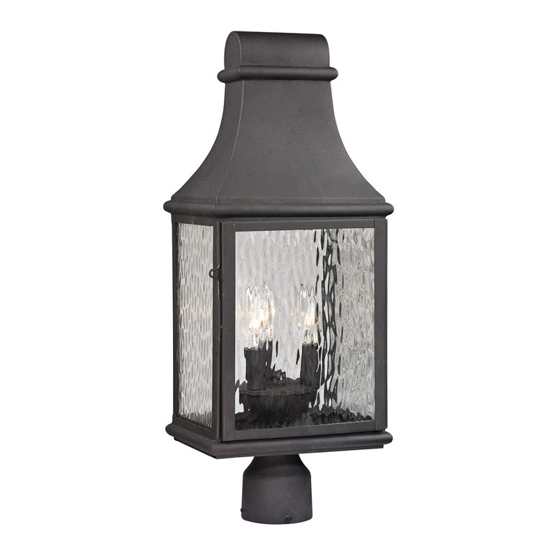 Atlas Forged Jefferson 23in 3-Light Outdoor Post Light | Traditional Charcoal Metal and Clear Textured Glass | Driveway & Garden | Model OL11261-BK