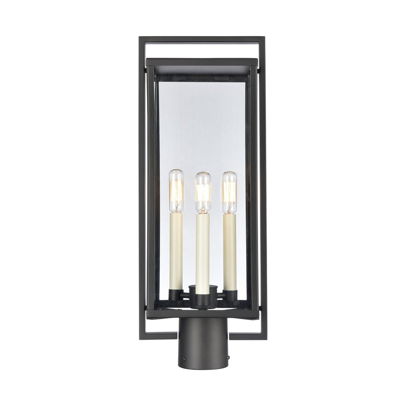 Atlas Gladwyn 21.5in 3-Light Outdoor Post Light | Transitional Matte Black Metal and Clear Glass | Driveway & Entryway | Model OL11262-BK