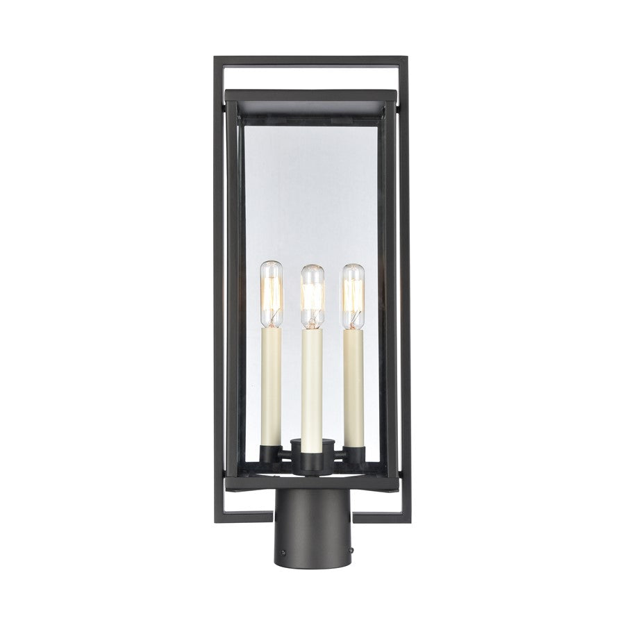 Atlas Lighting Gladwyn 21.5''H 3Lt Outdoor Post Light, Black/Clear