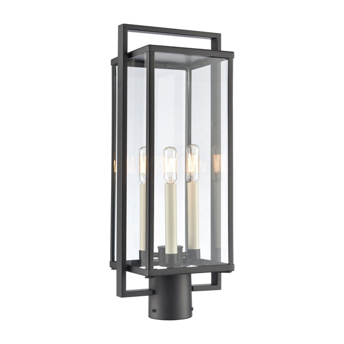 Atlas Lighting Gladwyn 21.5''H 3Lt Outdoor Post Light, Black/Clear