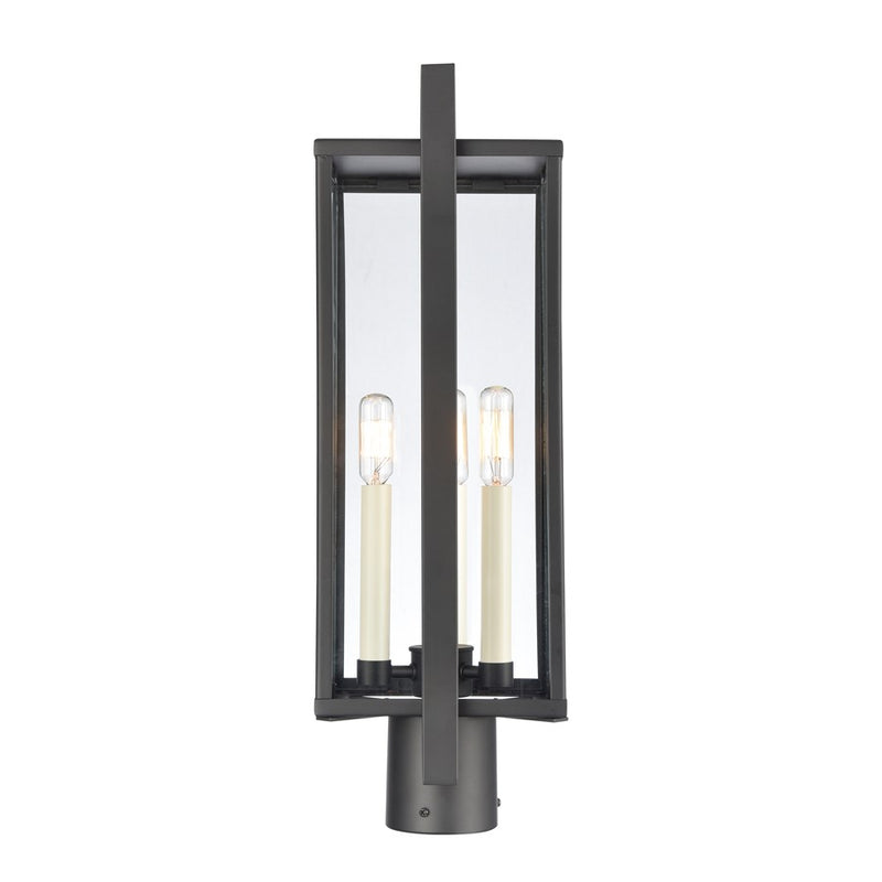 Atlas Lighting Gladwyn 21.5''H 3Lt Outdoor Post Light, Black/Clear