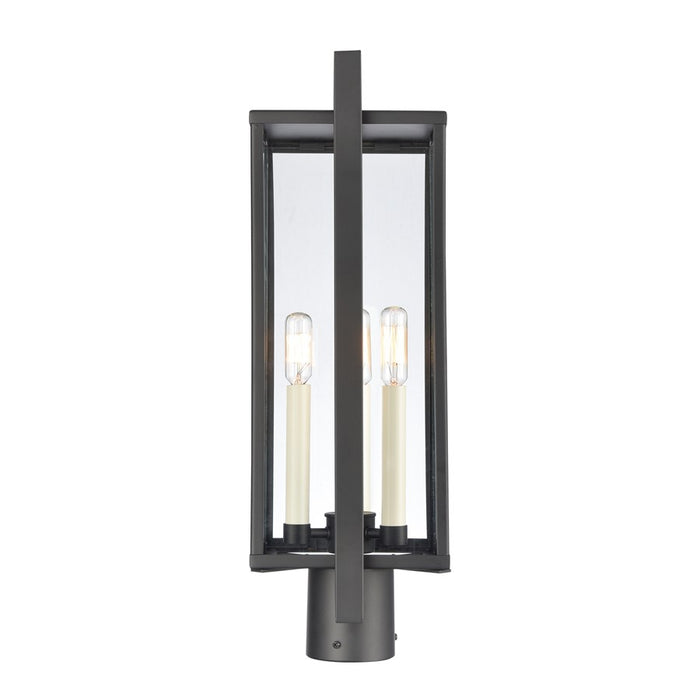 Atlas Lighting Gladwyn 21.5''H 3Lt Outdoor Post Light, Black/Clear