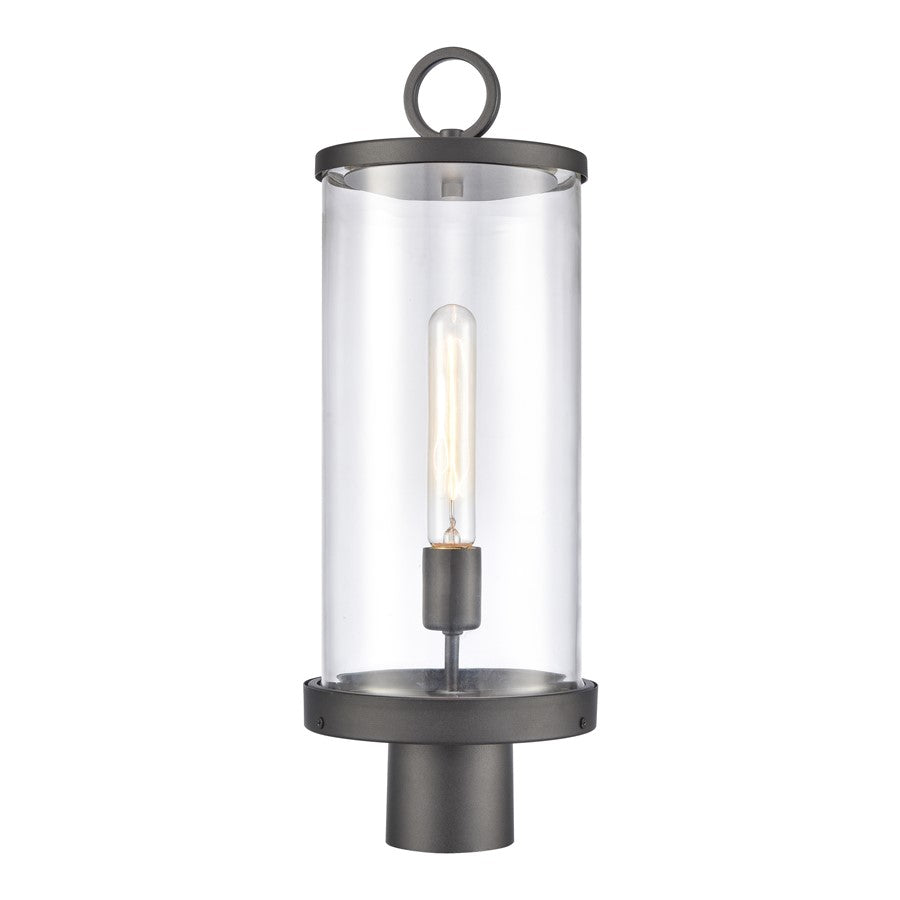 Atlas Lighting Hopkins 20.75''H 1Lt Outdoor Post Light, Black/Clear