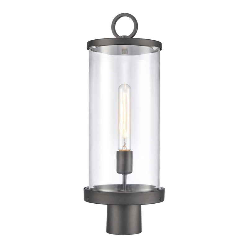 Atlas Hopkins 20.75in 1-Light Outdoor Post Light | Transitional Charcoal Metal and Clear Glass | Driveway & Entryway | Model OL11264-BK