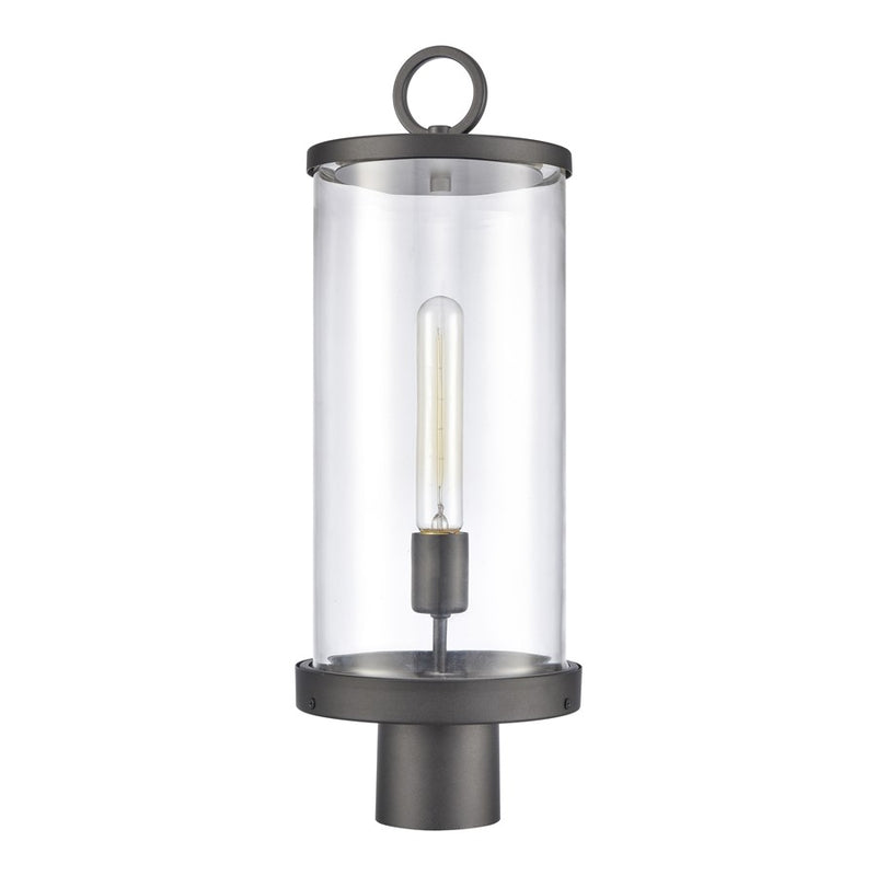 Atlas Hopkins 20.75in 1-Light Outdoor Post Light | Transitional Charcoal Metal and Clear Glass | Driveway & Entryway | Model OL11264-BK