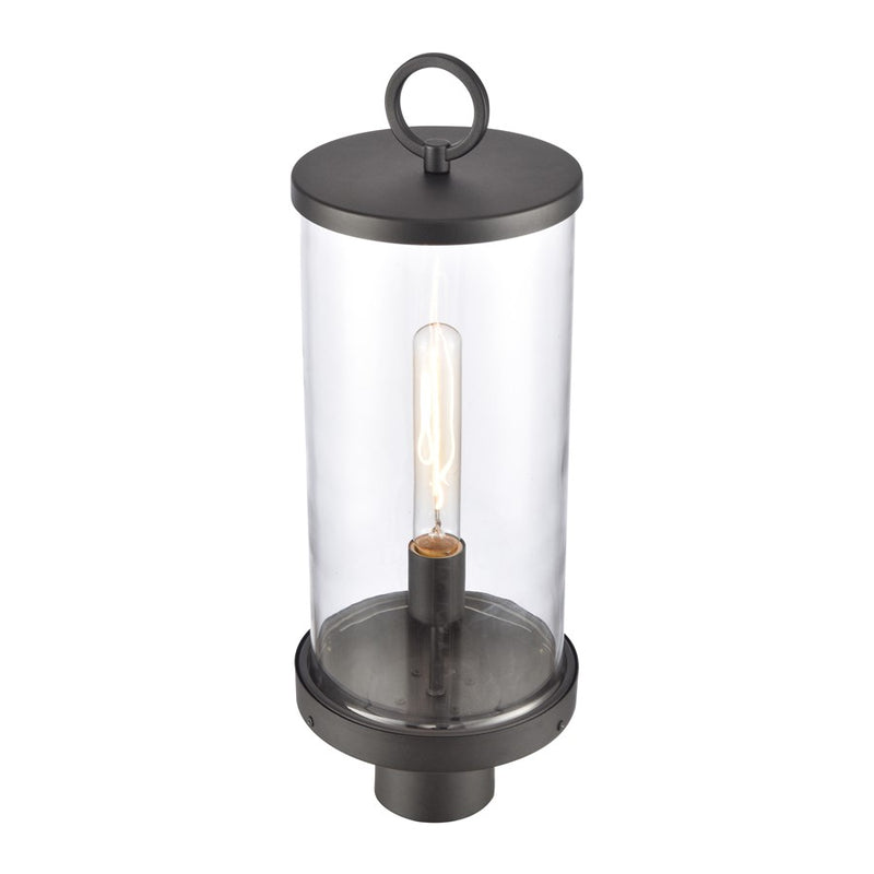 Atlas Hopkins 20.75in 1-Light Outdoor Post Light | Transitional Charcoal Metal and Clear Glass | Driveway & Entryway | Model OL11264-BK