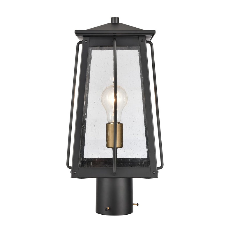 Atlas Lighting Kirkdale 17in 2-Light Outdoor Post Light | Transitional Matte Black and Clear Seeded Glass | Entryway & Garden | Model OL11265-BK