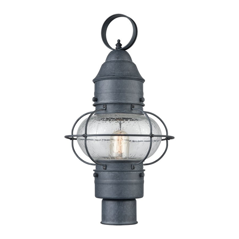 Atlas Lighting Onion 10in 1-Light Outdoor Post Light | Traditional Aged Zinc and Clear Seeded Glass | Driveway & Entryway | Model OL11272-GY