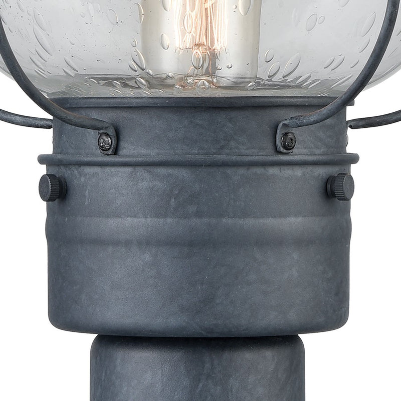 Atlas Lighting Onion 10in 1-Light Outdoor Post Light | Traditional Aged Zinc and Clear Seeded Glass | Driveway & Entryway | Model OL11272-GY